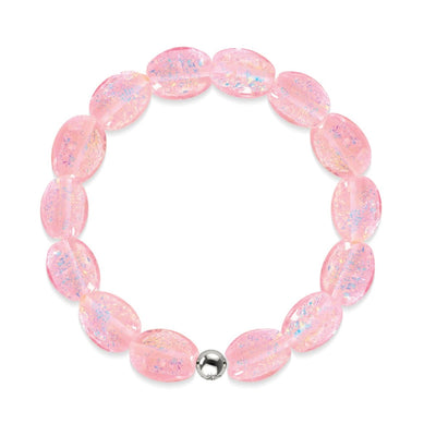 Pink Pony Club bracelet with pink Firework Glass pebble beads and .925 sterling silver bead by NOGU
