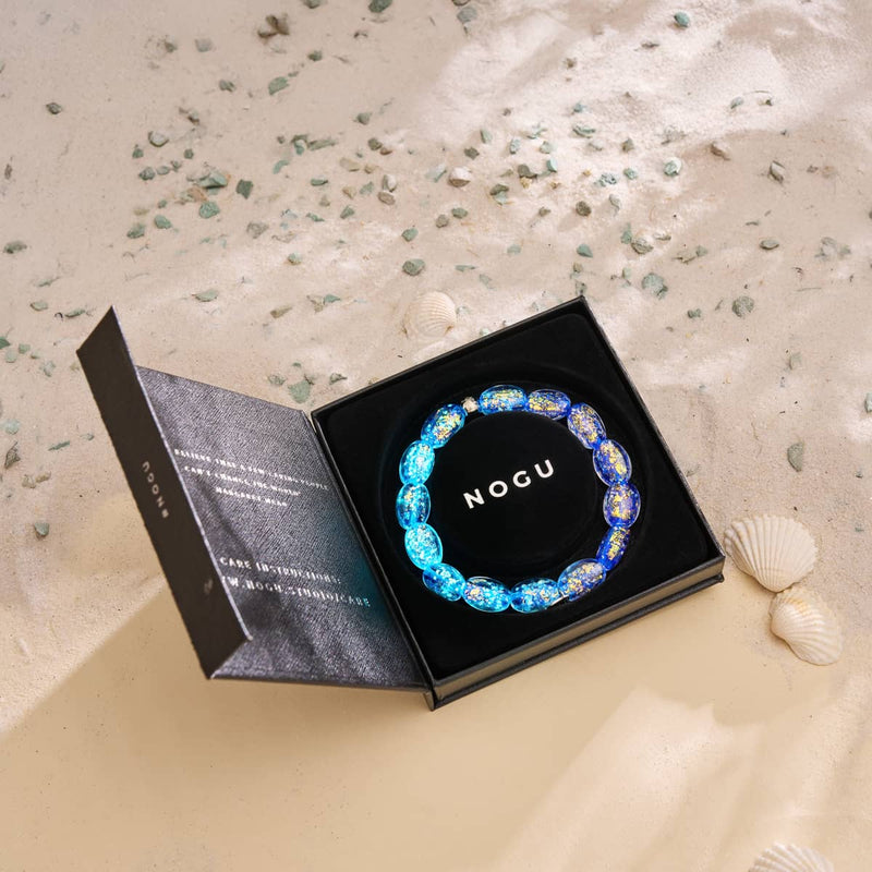 Sapphire Blaze | .925 Sterling Silver | Firework Glass Pebble Bracelet