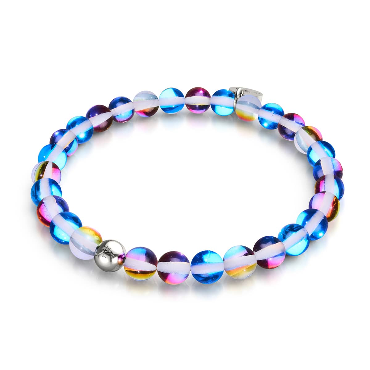Indigo Borealis | Silver | Galaxy Glass Bead Bracelet