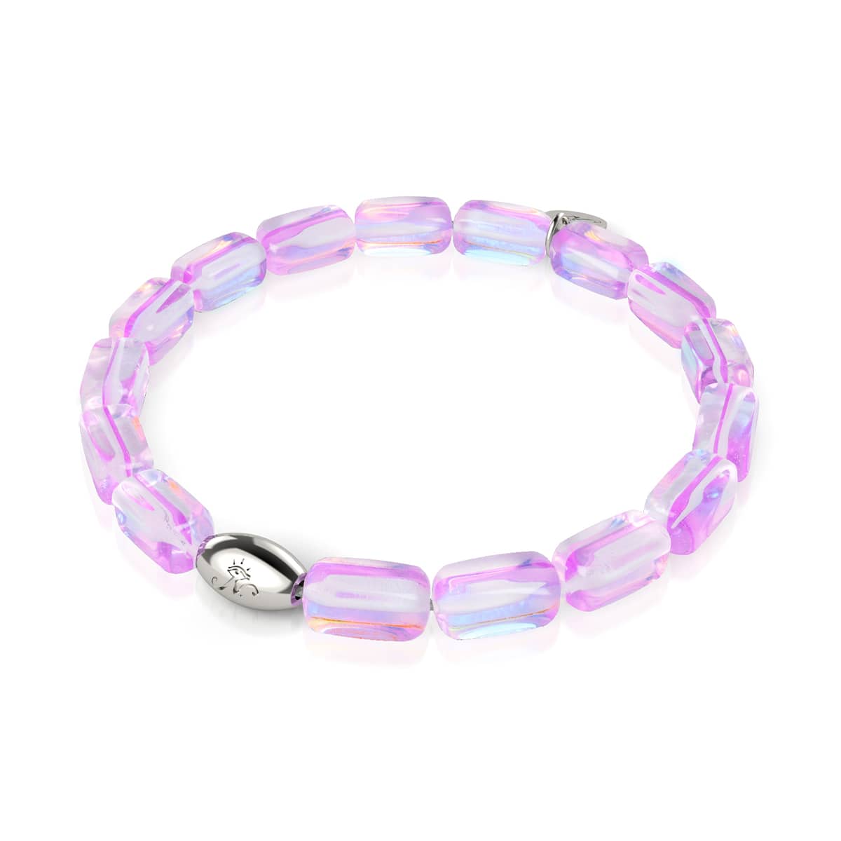 Lilac Moonrise | .925 Sterling Silver | Galaxy Glass Pebble Bracelet