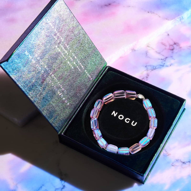 Lilac Moonrise | .925 Sterling Silver | Galaxy Glass Pebble Bracelet