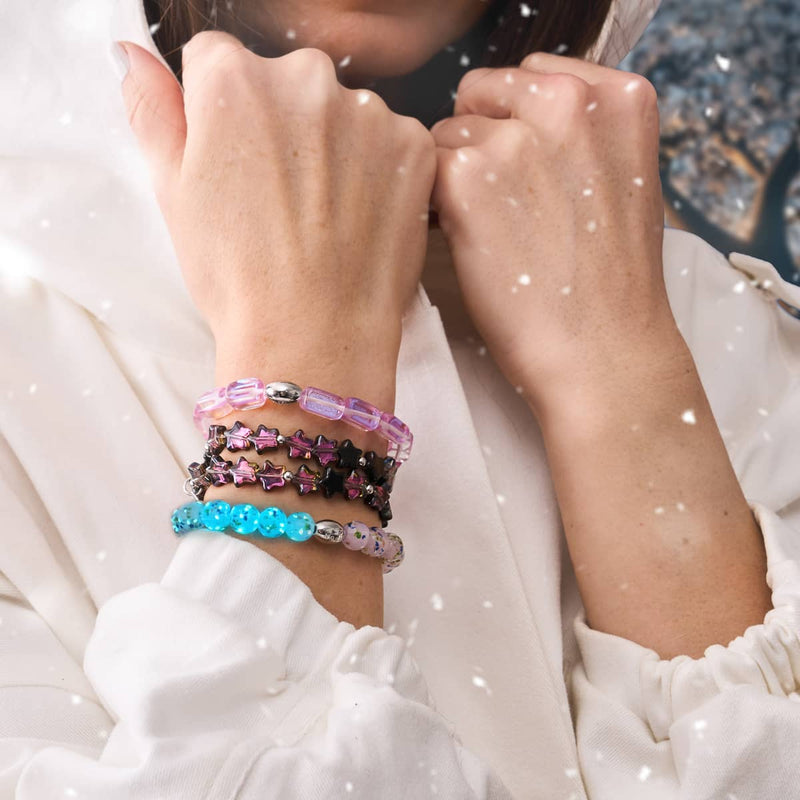 Lilac Moonrise | .925 Sterling Silver | Galaxy Glass Pebble Bracelet