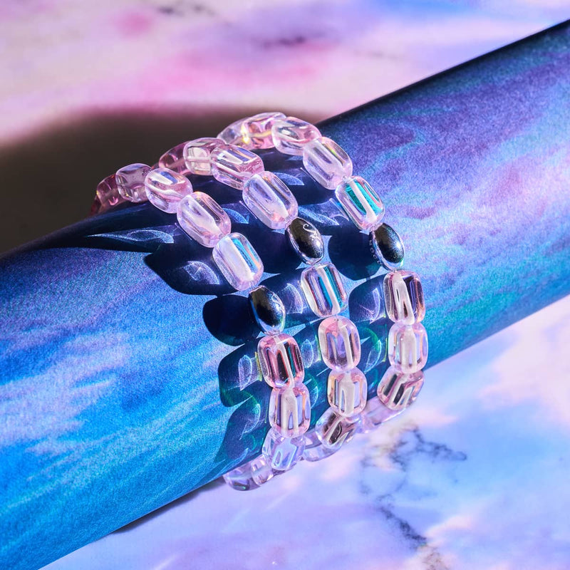 Lilac Moonrise | .925 Sterling Silver | Galaxy Glass Pebble Bracelet