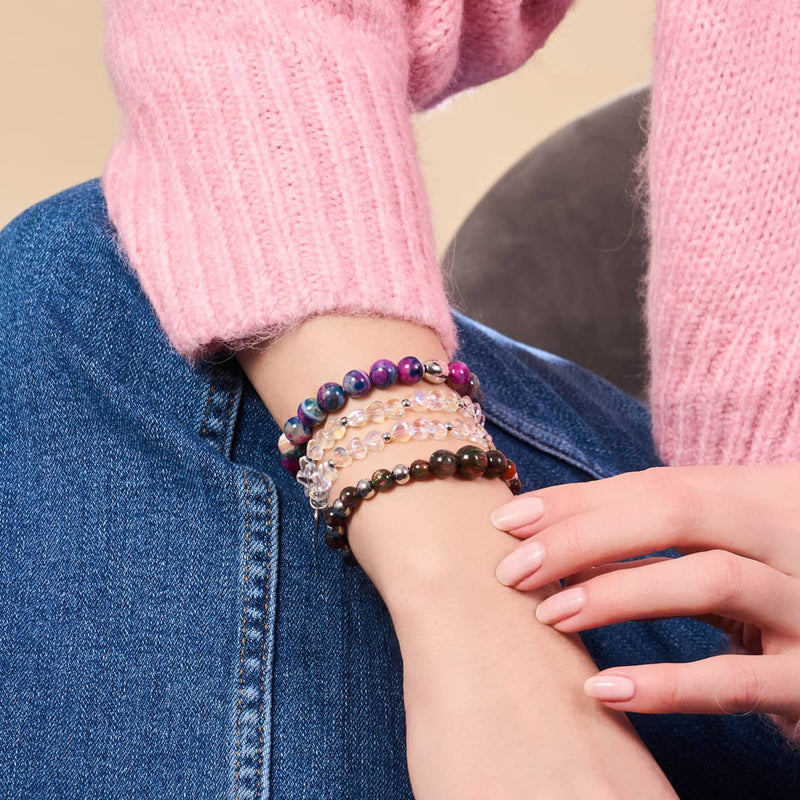 Magenta Starlight | .925 Sterling Silver | Galaxy Tiger's Eye Bracelet