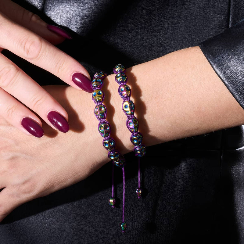 Divination | Rainbow Skulls x Violet | Macrame Bracelet