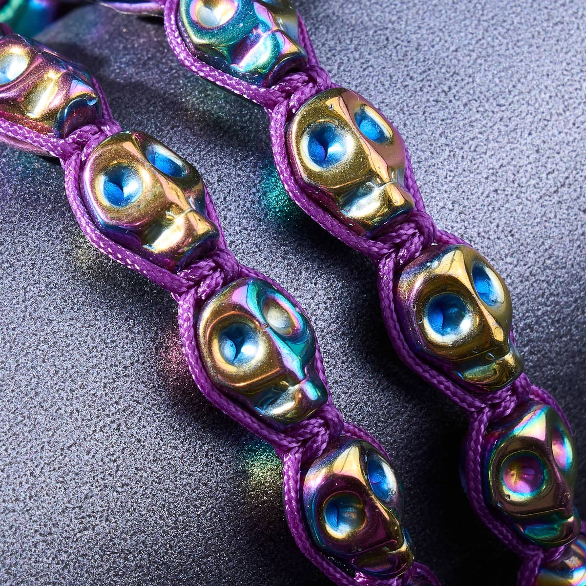 Divination | Rainbow Skulls x Violet | Macrame Bracelet