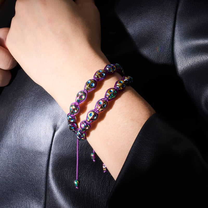 Divination | Rainbow Skulls x Violet | Macrame Bracelet