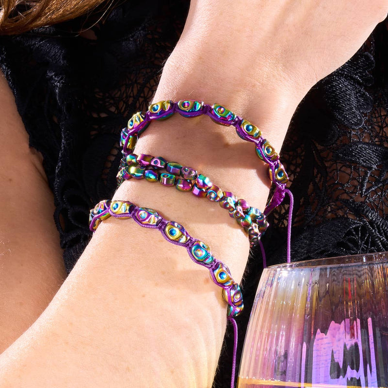 Divination | Rainbow Skulls x Violet | Macrame Bracelet