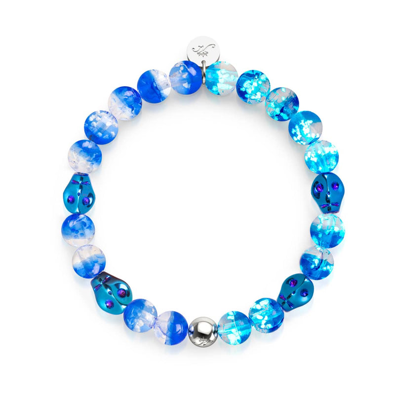 Eerie Tides | .925 Sterling Silver | Firefly Glass Skull Bracelet
