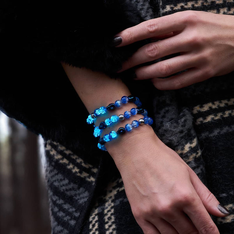 Eerie Tides | .925 Sterling Silver | Firefly Glass Skull Bracelet