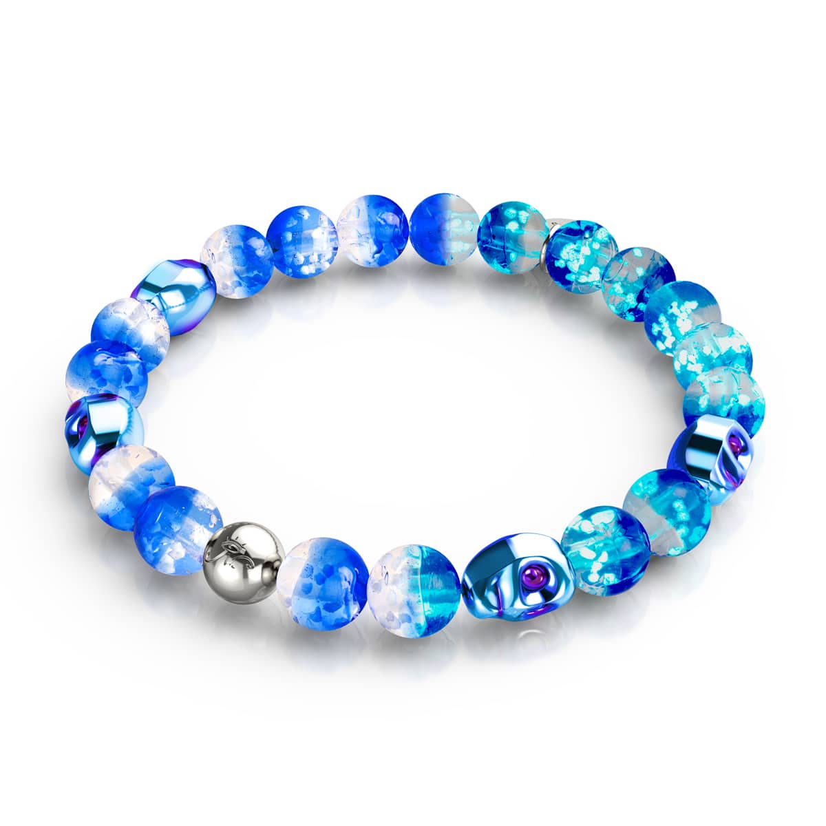 Eerie Tides | .925 Sterling Silver | Firefly Glass Skull Bracelet