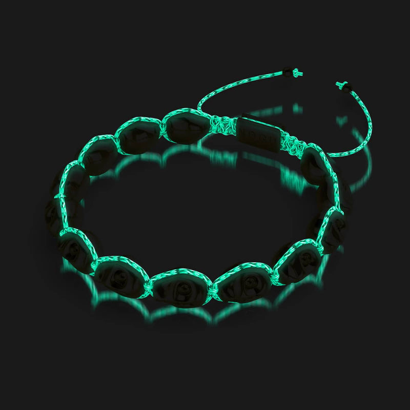 Elysian Waves | Iced Silver Skulls x Violet GloWeave | Macrame Bracelet