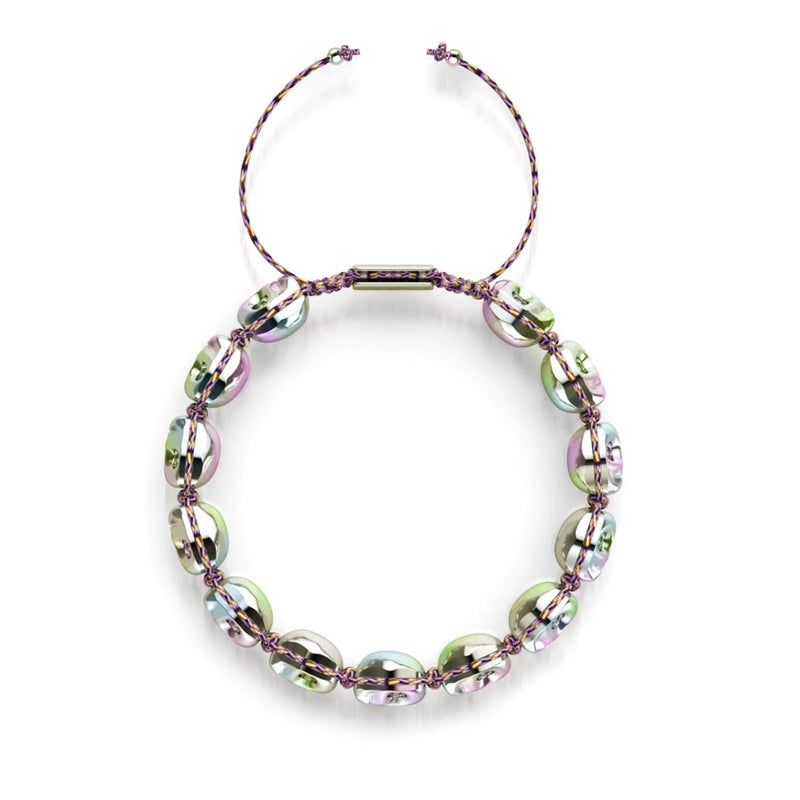 Elysian Waves | Iced Silver Skulls x Violet GloWeave | Macrame Bracelet