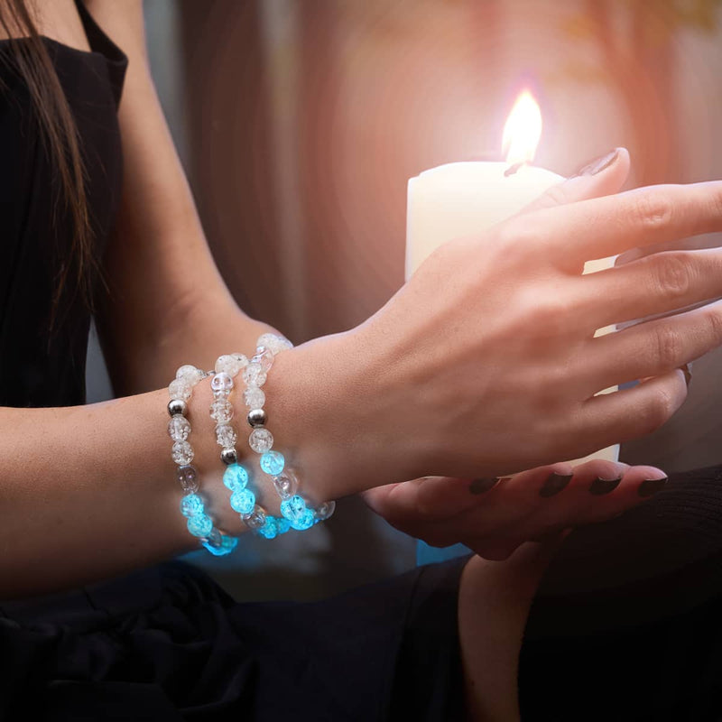 Ghostly Aura | .925 Sterling Silver | Firefly Glass Skull Bracelet