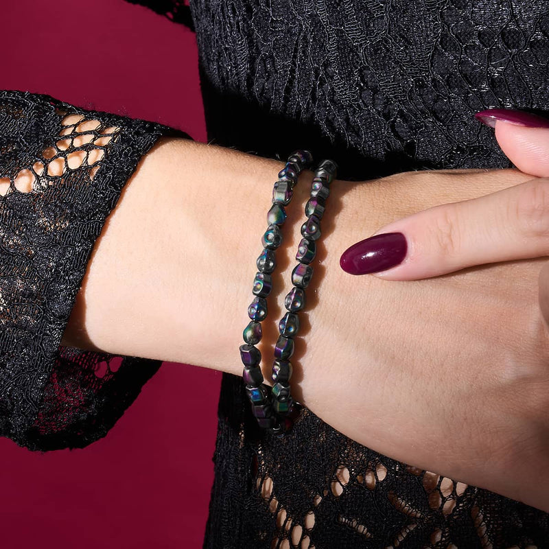 Rainbow Eclipse | Hematite Skull Wrap