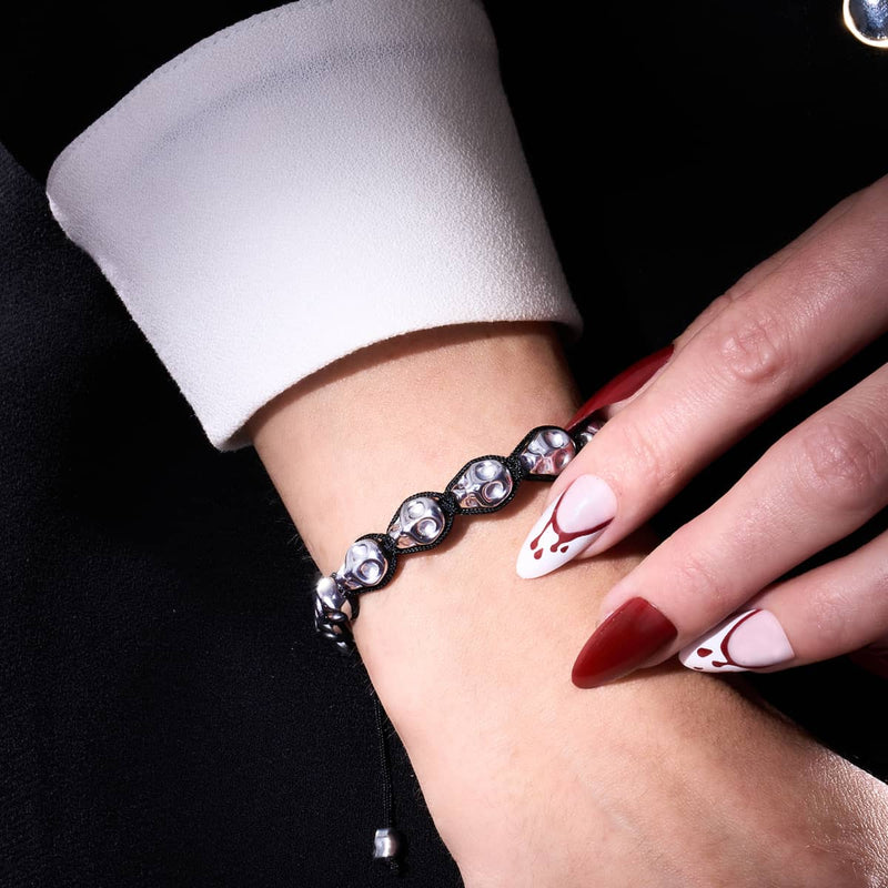 Ritual | Silver Skulls x Black | Macrame Bracelet