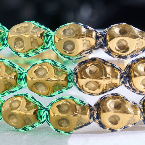 Tomb of Midas | Gold Skulls x Black GloWeave | Macrame Bracelet