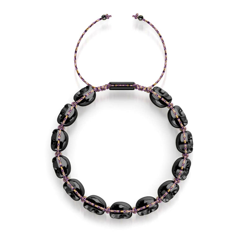 Witching Hour | Gunmetal Skulls x Violet GloWeave | Macrame Bracelet