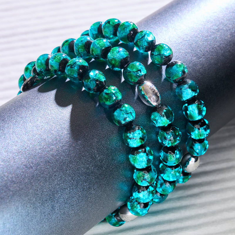 Green Astra | .925 Sterling Silver | Solar Glass Bracelet