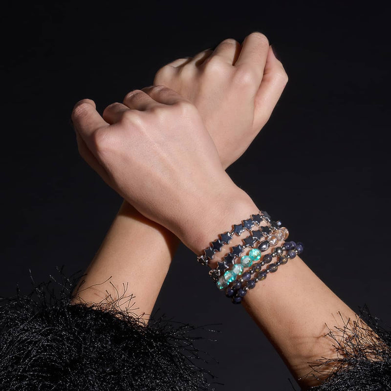 Tangerine Moon | .925 Sterling Silver | Lunar Glass Bracelet