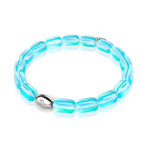 Aquamarine | .925 Sterling Silver | Mermaid Glass Pebble Bracelet