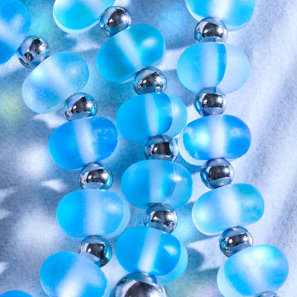 Aquamarine | Silver | Mermaid Glass Macaron Bracelet