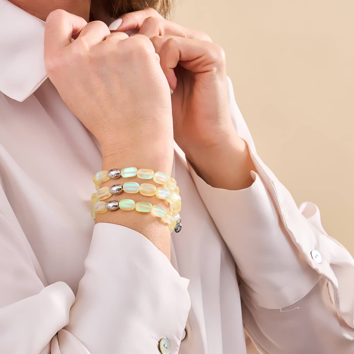 Canary | .925 Sterling Silver | Mermaid Glass Pebble Bracelet