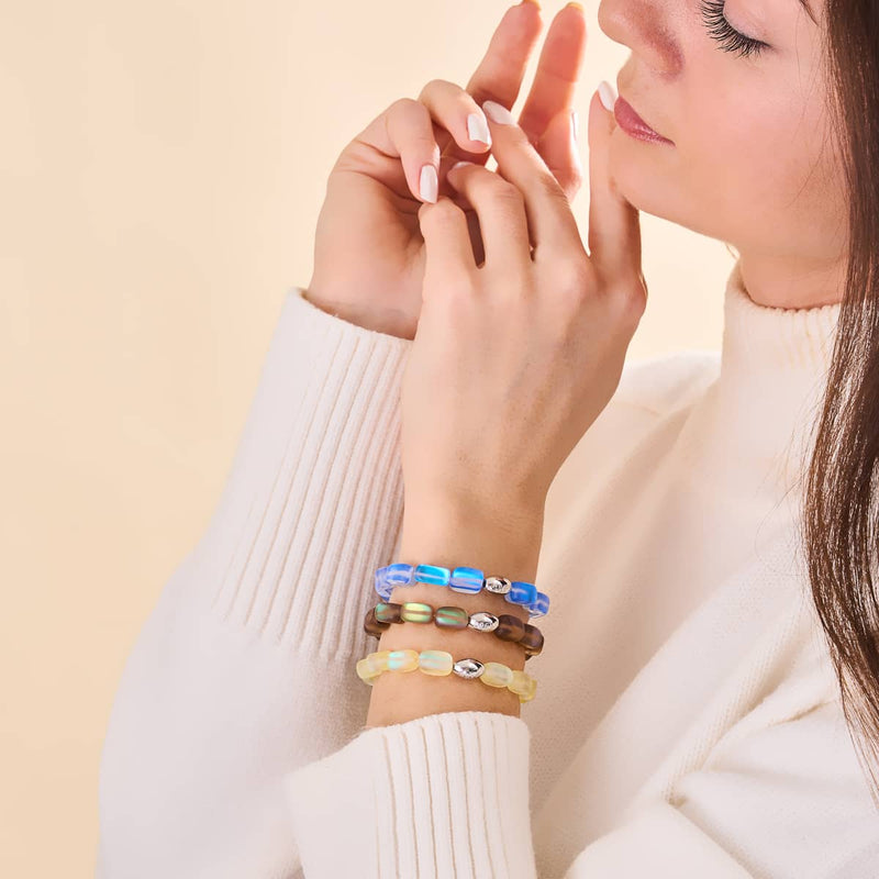 Chocolate | .925 Sterling Silver | Mermaid Glass Pebble Bracelet