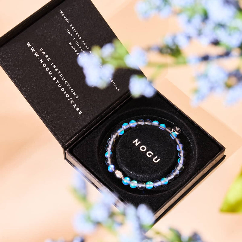 Grey | .925 Sterling Silver | Mermaid Glass Bead Bracelet