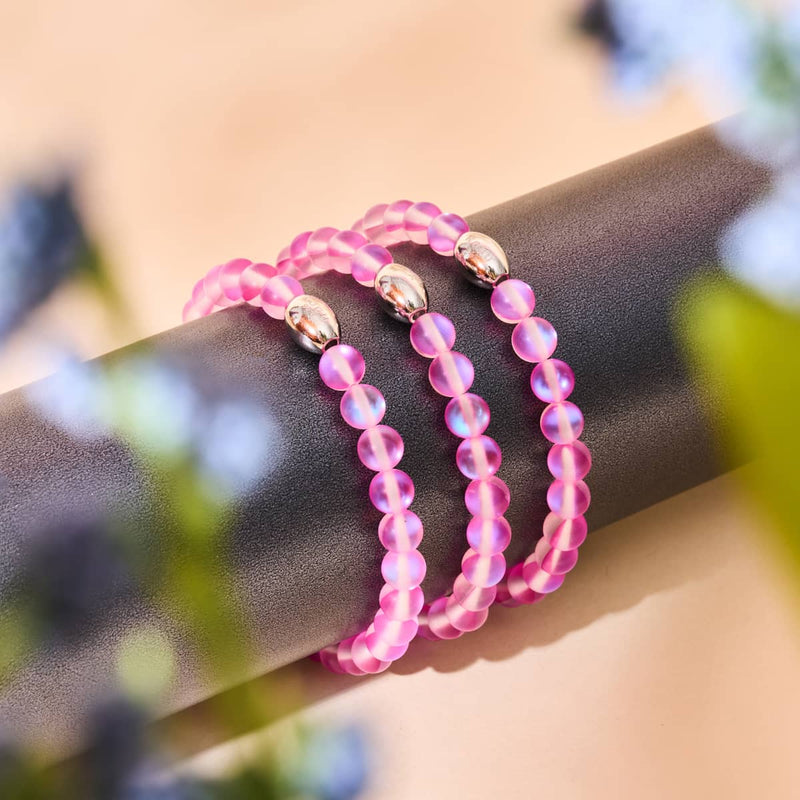 Pink | .925 Sterling Silver | Mermaid Glass Bead Bracelet