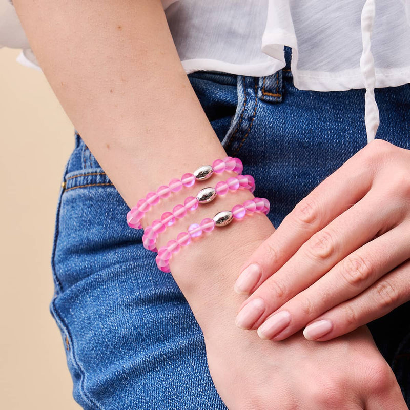 Pink | .925 Sterling Silver | Mermaid Glass Bead Bracelet