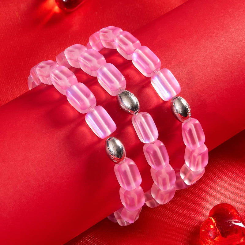 Pink | .925 Sterling Silver | Mermaid Glass Pebble Bracelet