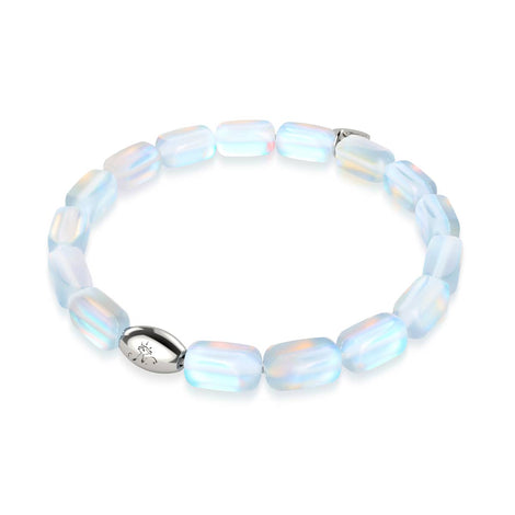 Rainbow White | .925 Sterling Silver | Mermaid Glass Pebble Bracelet