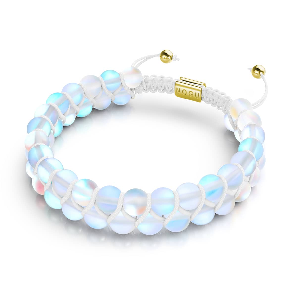 Rainbow White | Gold | Double Mermaid Glass Bracelet