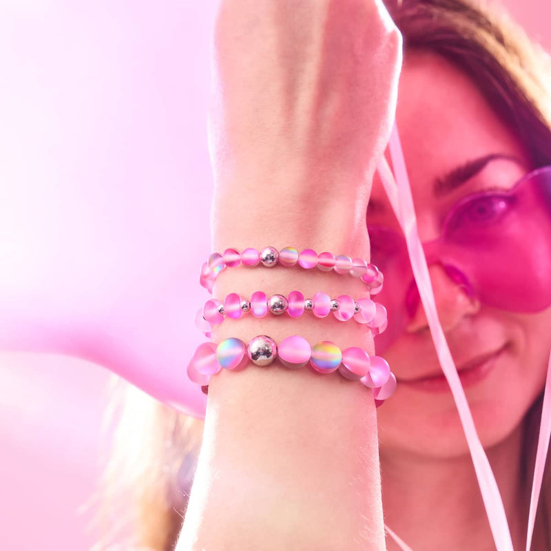 Unicorn Pink | Silver | Mermaid Glass Statement Bracelet