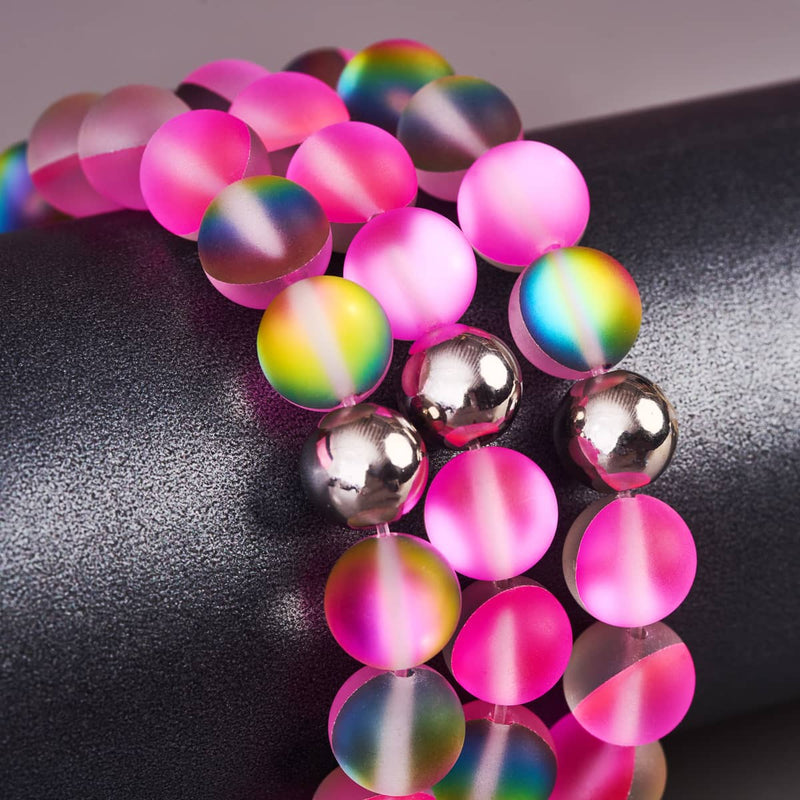 Unicorn Pink | Silver | Mermaid Glass Statement Bracelet