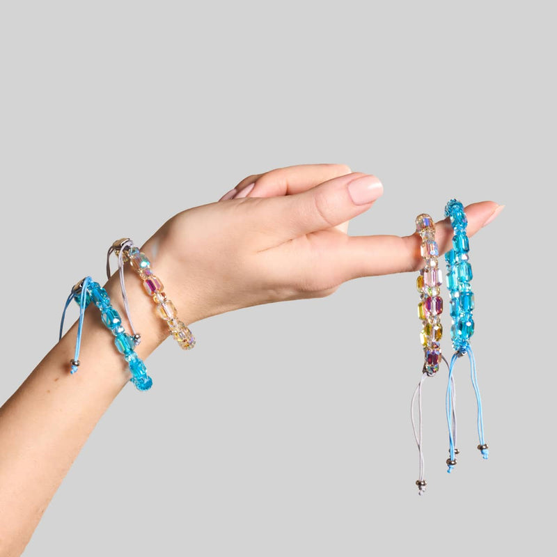 Aquamarine x Blue | Silver | Radiant Facet Pebble Bracelet