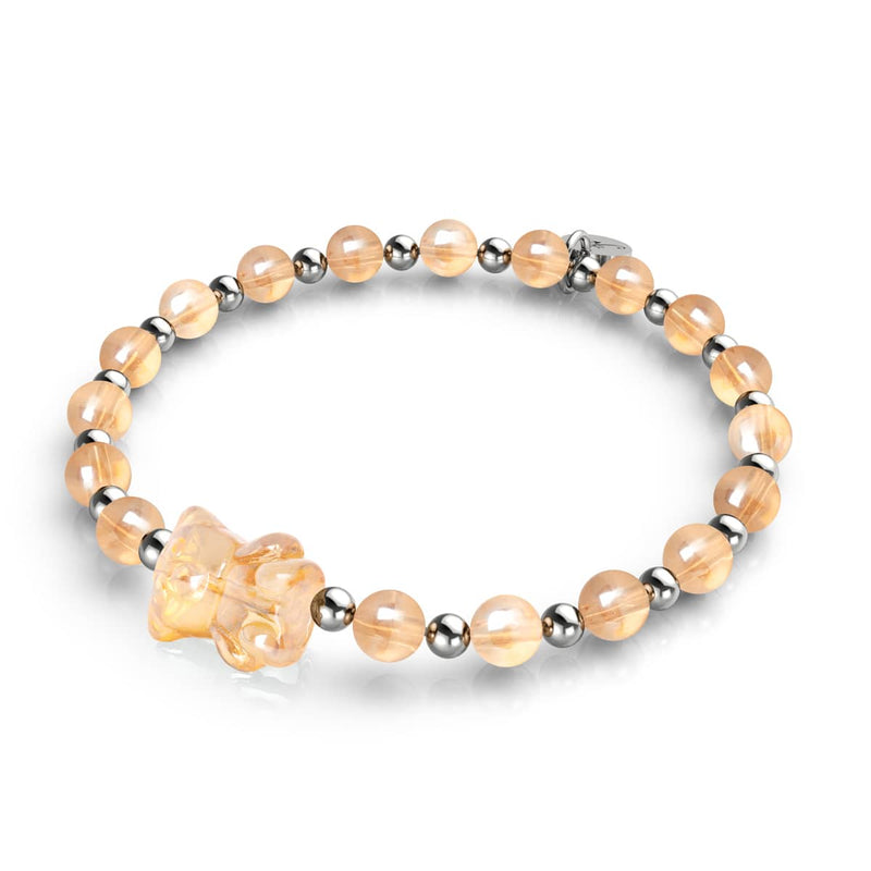 Tangerine Crystal | Shimmer Bear Bracelet | Orange x Silver