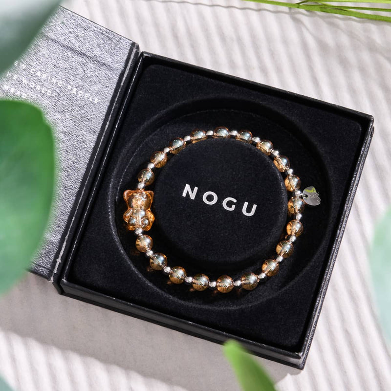 Tangerine Crystal | Shimmer Bear Bracelet | Orange x Silver