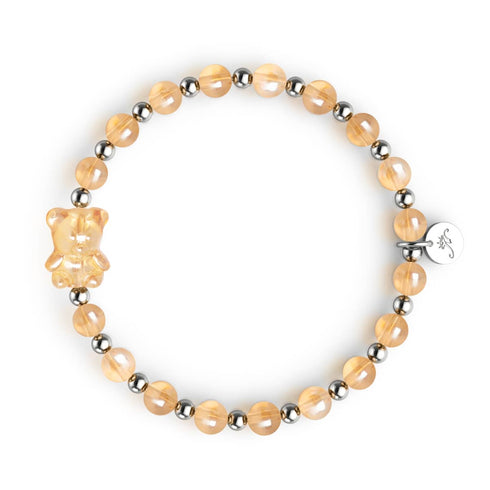 Tangerine Crystal | Shimmer Bear Bracelet | Orange x Silver