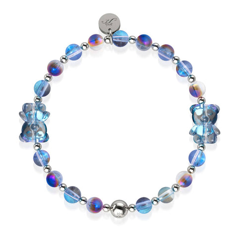 Unicorn Blue | Silver | Double Shimmer Bear Bracelet