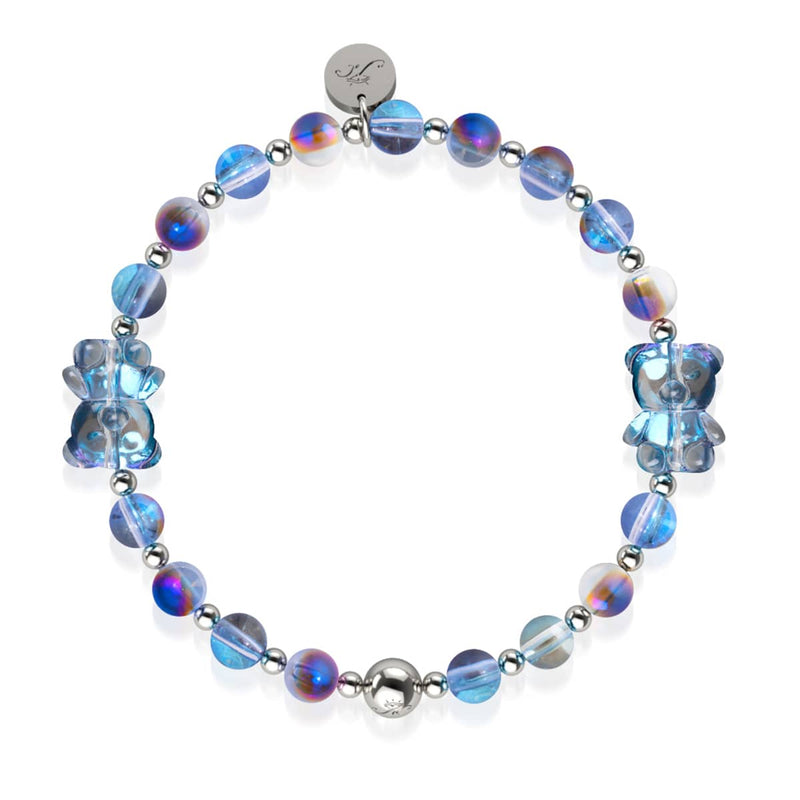 Unicorn Blue | Silver | Double Shimmer Bear Bracelet