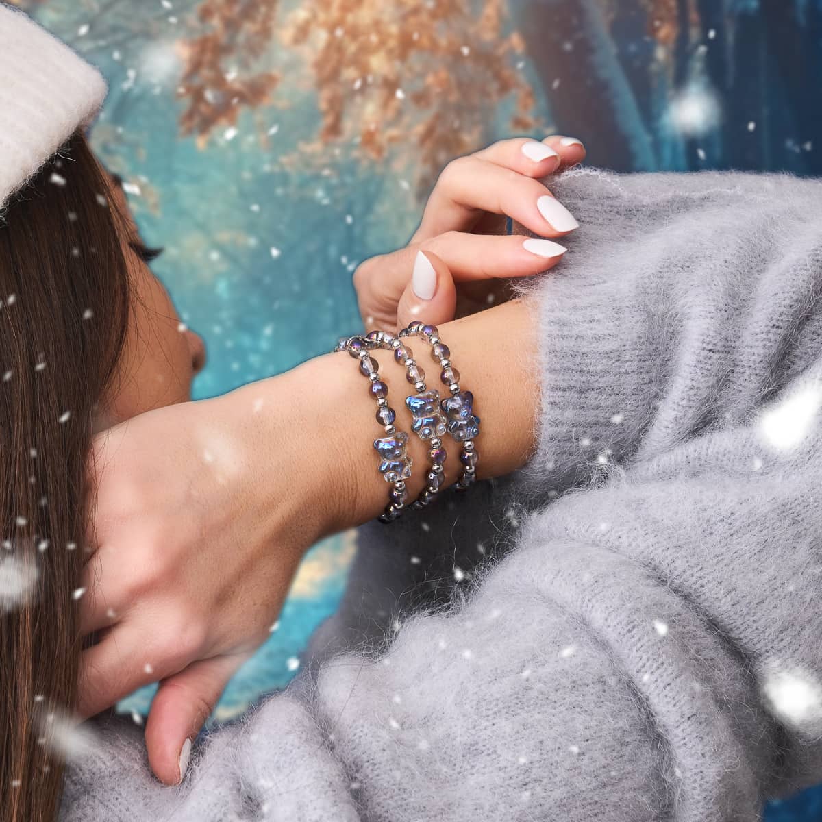 Unicorn Blue | Silver | Double Shimmer Bear Bracelet