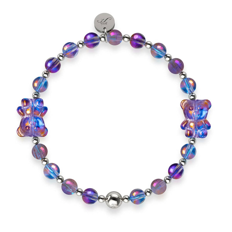 Unicorn Purple | Silver | Double Shimmer Bear Bracelet