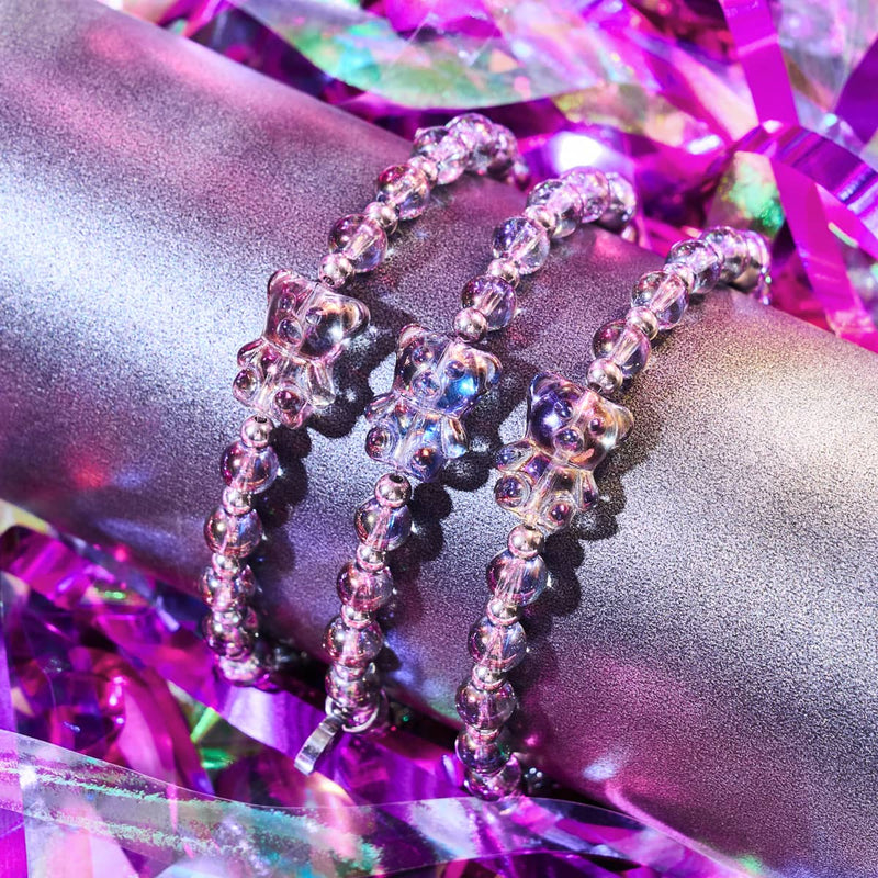 Unicorn Purple | Silver | Double Shimmer Bear Bracelet