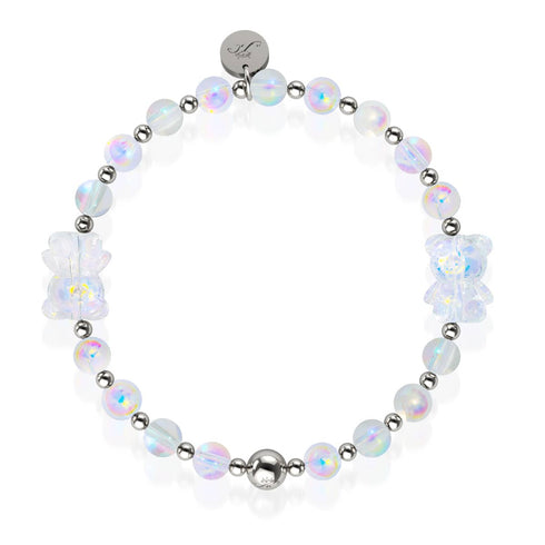 Unicorn White | Silver | Double Shimmer Bear Bracelet