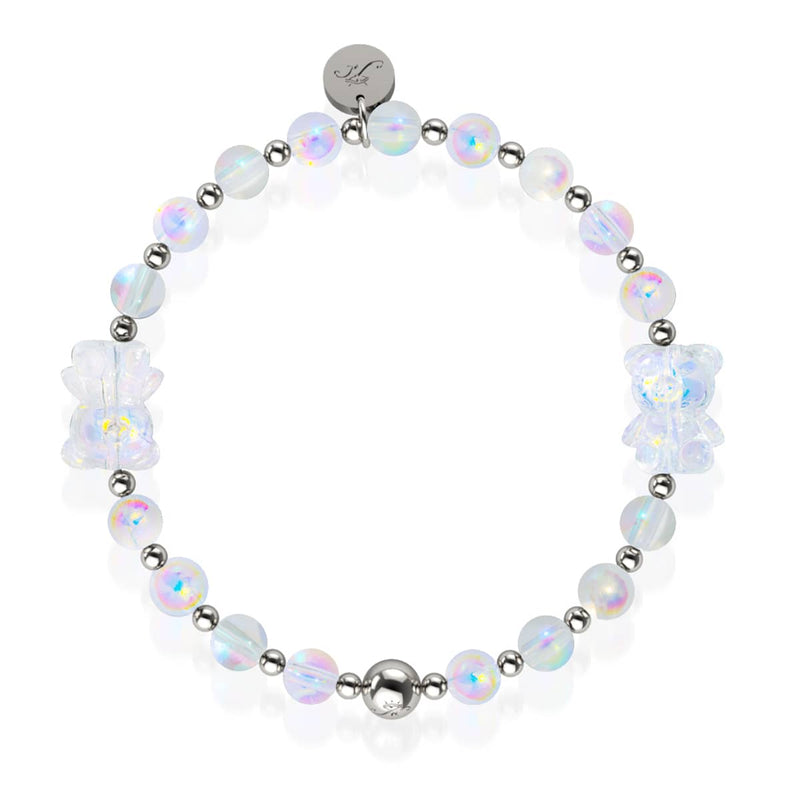 Unicorn White | Silver | Double Shimmer Bear Bracelet