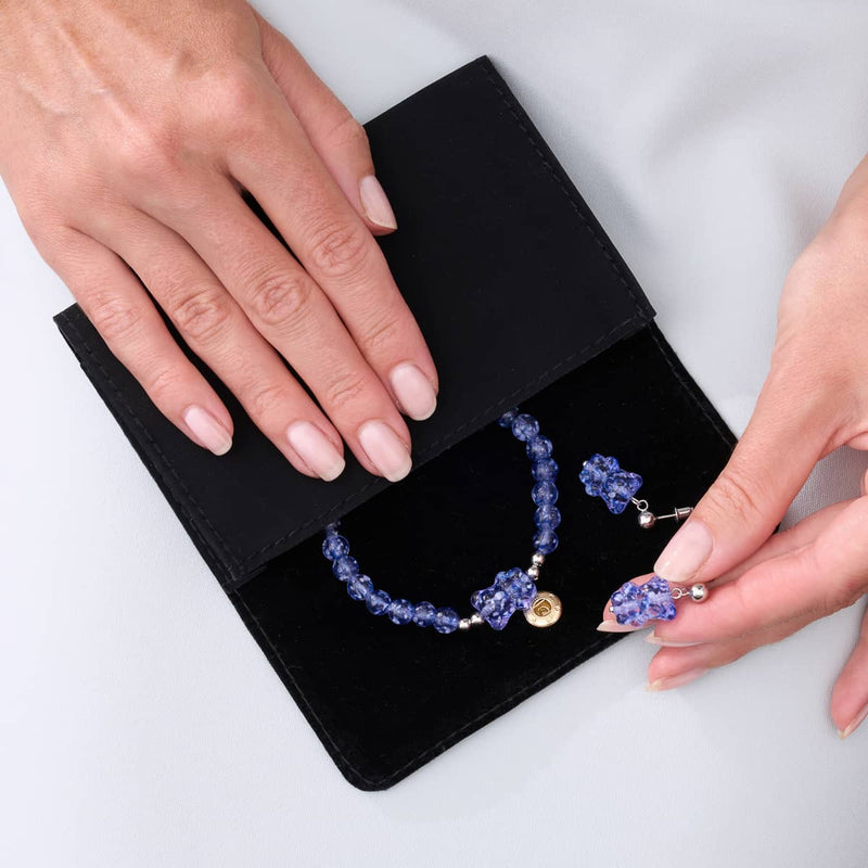 Tanzanite | .925 Sterling Silver | Firefly Glass Bear Drop Stud Earrings