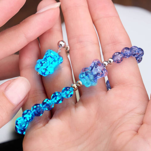 Tanzanite | .925 Sterling Silver | Firefly Glass Bear Drop Stud Earrings