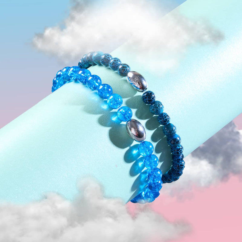 Sapphire Glitter Glass | .925 Sterling Silver | Bead Bracelet